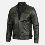Dodge-inspired men's black waxed leather jacket in United State Market