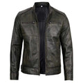 Men's Dodge black waxed racer leather jacket in USA