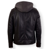 Men's Hooded Black Genuine Leather Bomber Jacket