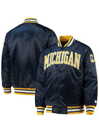 Shop 1980s Michigan Wolverines Starter Satin Varsity Jacket – Blue Retro Satin Bomber Jacket