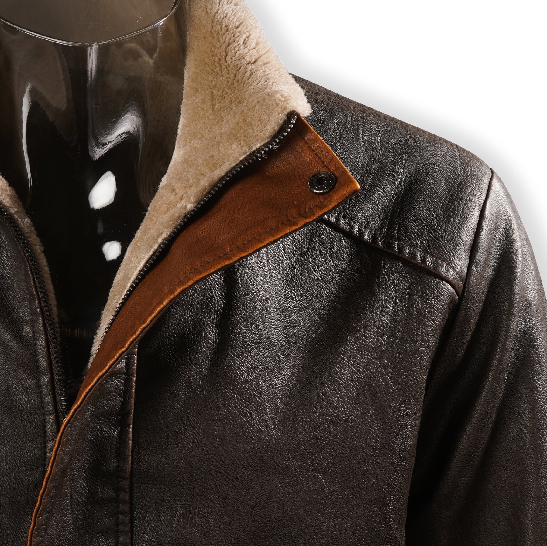 Shop New Men's Vintage Double Stand Collar Leather Coat