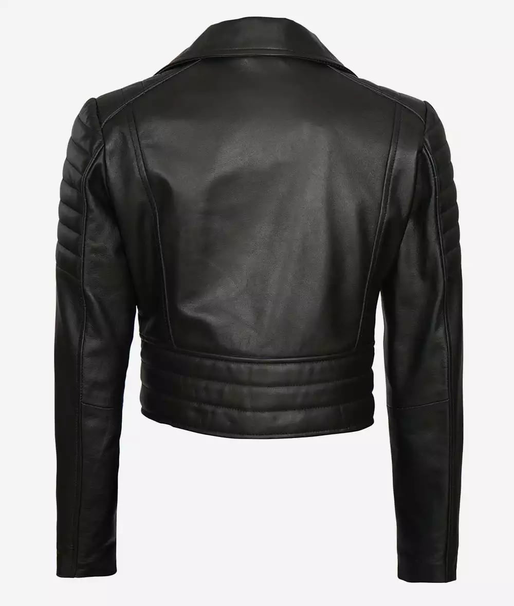 Chic Asymmetrical Black Moto Jacket for Women, Cropped Style - USO in France style