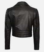 Chic Asymmetrical Black Moto Jacket for Women, Cropped Style - USO in France style