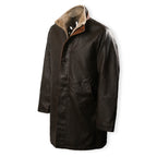 Vintage Men's Double Stand Collar Leather Coat in France Style