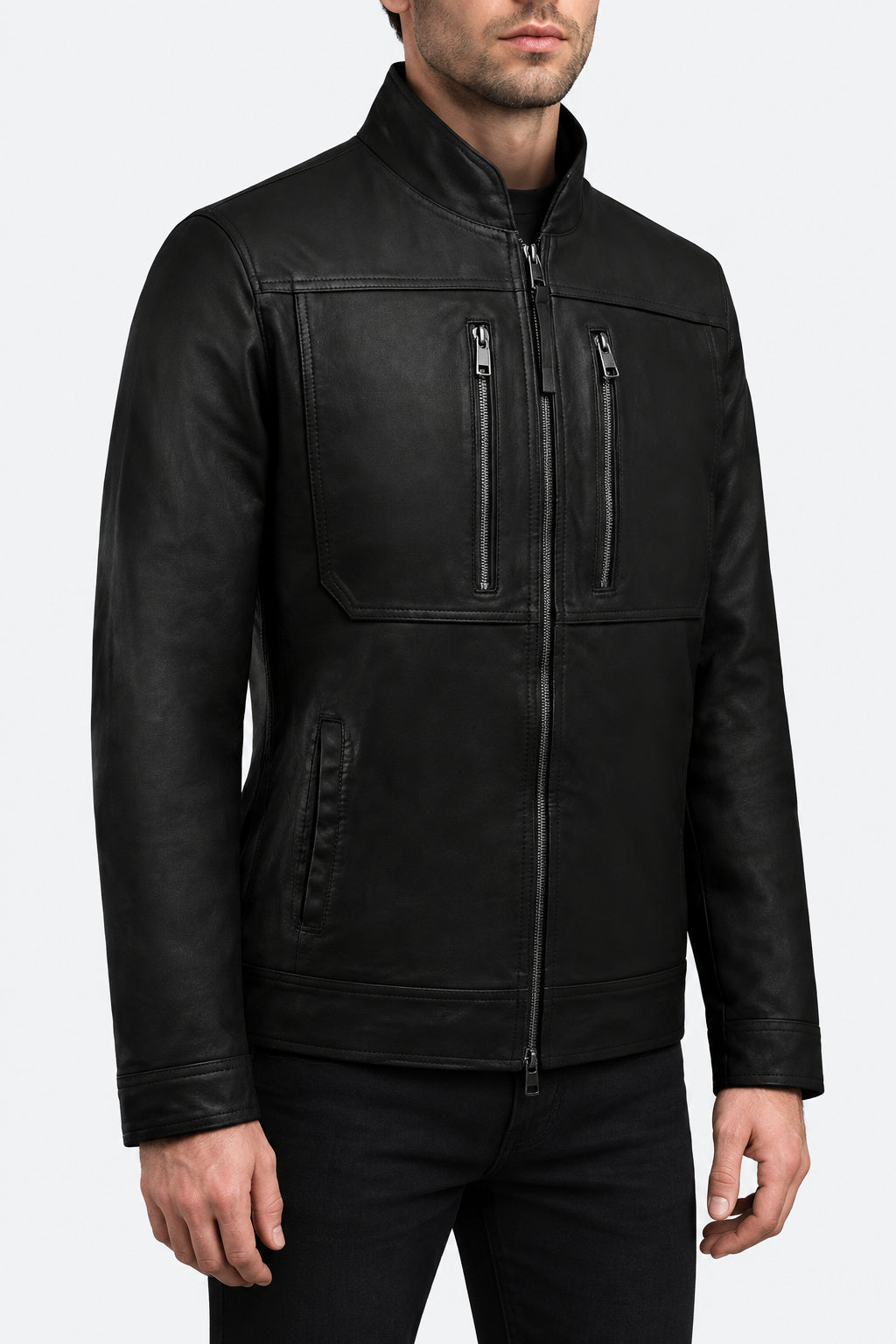 Bold Bonded Leather Biker Jacket