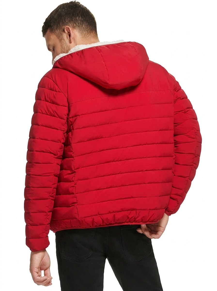 Shop Men's Black Sherpa Lined Packable Puffer Jacket