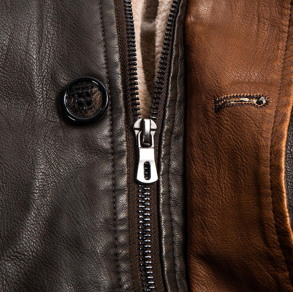 New Men's Leather Coat with Double Stand Collar Design in American Market