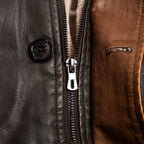 New Men's Leather Coat with Double Stand Collar Design in American Market