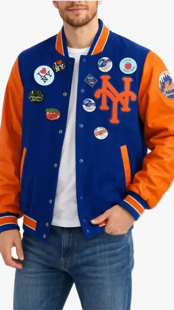 Eddie Murphy Prince Akeem Inspired Blue & Orange Varsity Jacket