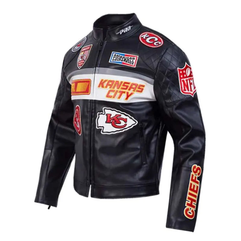 Kansas City Chief Inspired Moto Leather Jacket