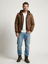 Men’s Motorcycle Jacket with Removable Hood – Leather Biker Jacket