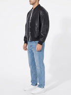 Men’s Oversized Genuine Leather Bomber Jacket – Real Leather Varsity Coat