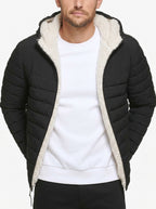 Shop Men's Black Sherpa Lined Packable Puffer Jacket
