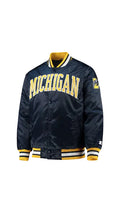 Shop 1980s Michigan Wolverines Starter Satin Varsity Jacket – Blue Retro Satin Bomber Jacket
