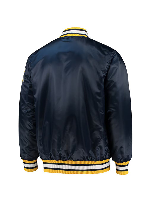 Shop 1980s Michigan Wolverines Starter Satin Varsity Jacket – Blue Retro Satin Bomber Jacket