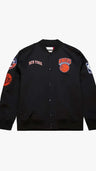 NY Knicks Inspired Black Out Satin Varsity Jacket