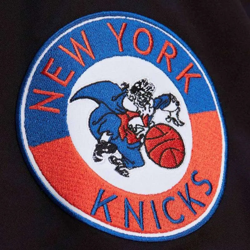 NY Knicks Inspired Black Out Satin Varsity Jacket