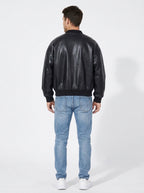 Men’s Oversized Genuine Leather Bomber Jacket – Real Leather Varsity Coat