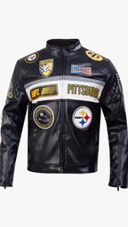 Pittsburgh Steelers Inspired Moto Biker Jacket