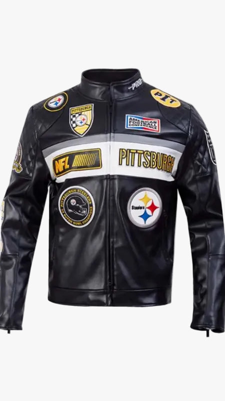 Pittsburgh Steelers Inspired Moto Biker Jacket