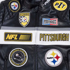 Pittsburgh Steelers Inspired Moto Biker Jacket