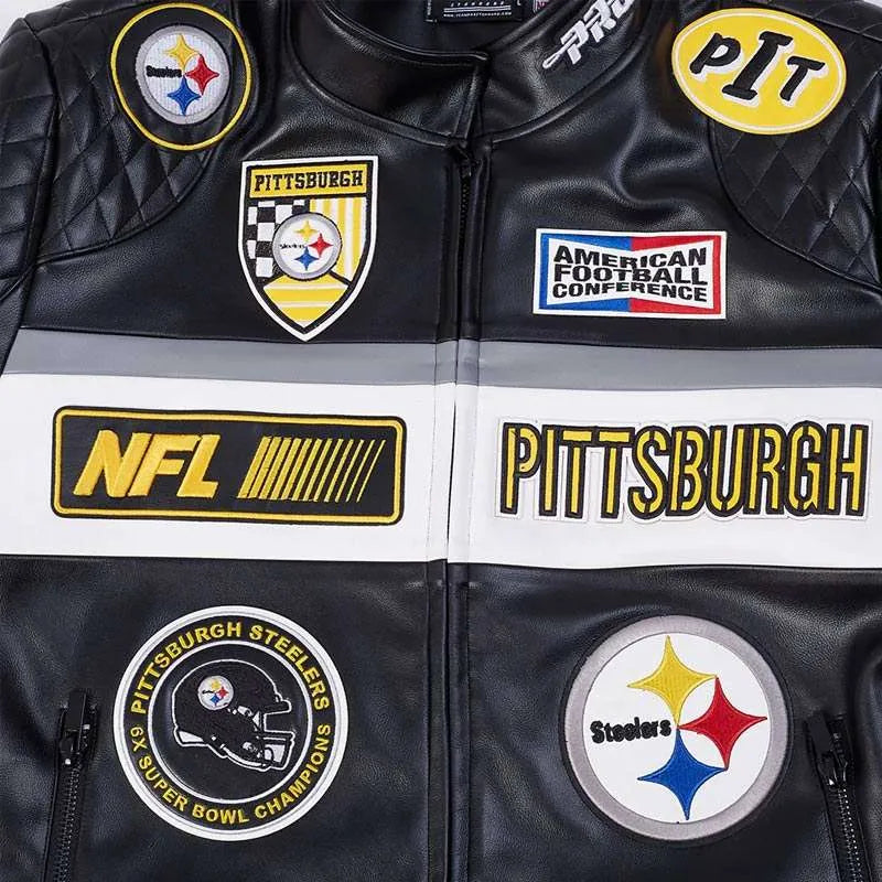 Pittsburgh Steelers Inspired Moto Biker Jacket