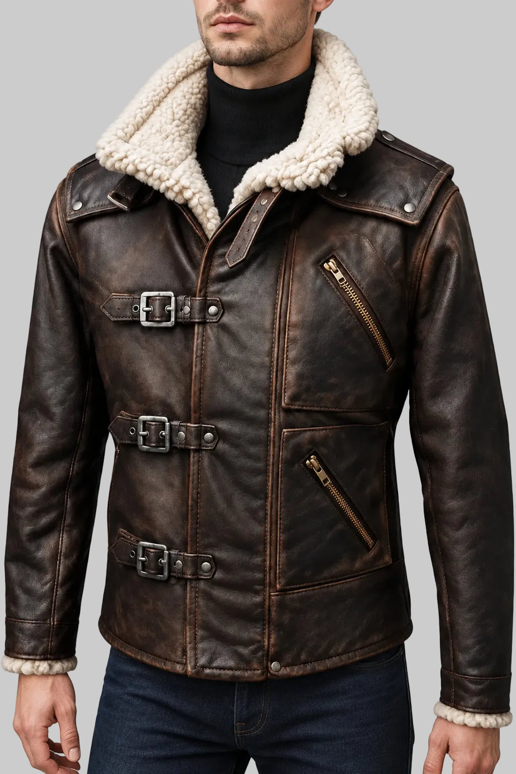 Shop BJ Blazkowicz Wolfenstein  Faux Shearling Leather Jacket