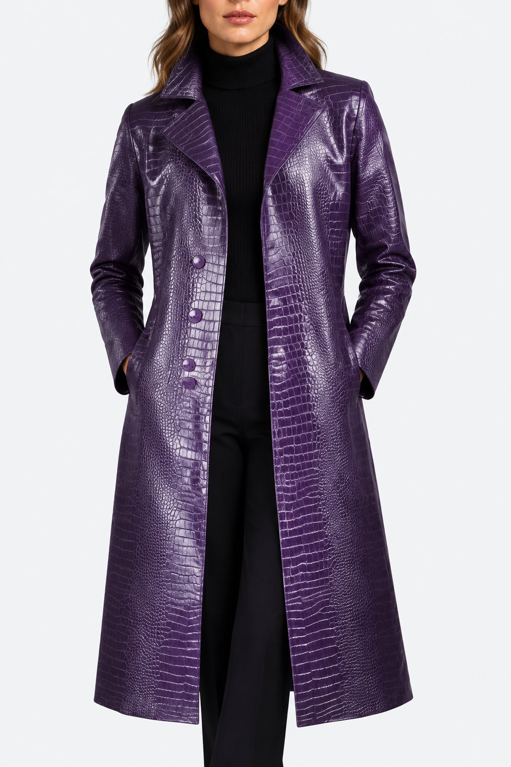 Shop Crocodile Suicide Squad Joker Purple Leather Coat