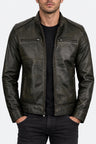 Shop Mens Dodge Black Waxed Racer Leather Jacket
