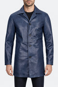 Shop Mens Leather Blue Car Coat