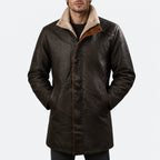 Shop New Men's Vintage Double Stand Collar Leather Coat