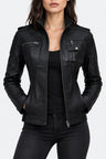 Shop Womens Black Cafe Racer Real Leather Jacket