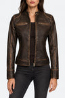 Shop Womens Rub Off Brown Vintage Leather Jacket
