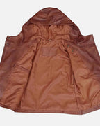 Durable asymmetrical brown leather jacket built to last