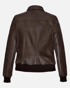 Women's chocolate leather jacket with dual pockets