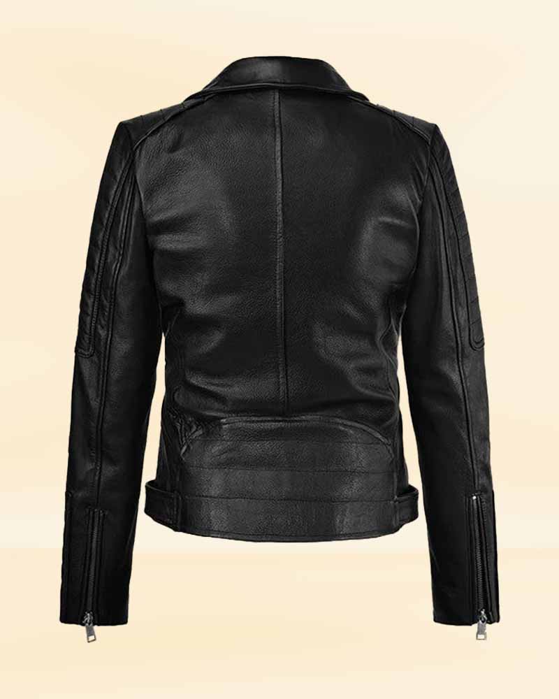 Women's Fashionable Biker Leather Jacket - Made in the USA