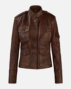 Spanish Brown Katherine Heigl Leather Jacket for women in USA