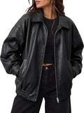 Shop Women's Oversized Faux Leather Jacket for Fall and Winter