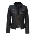 Women's black cafe racer leather jacket in USA