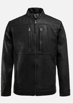 Experience both comfort and style with the Thunder Storm Black Biker Leather Jacket, perfect for bikers and fashion enthusiasts.