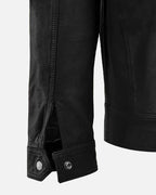 Get ready to turn heads with the Thunder Storm Black Biker Leather Jacket, featuring a black washed and waxed leather finish and antique silver zipper.