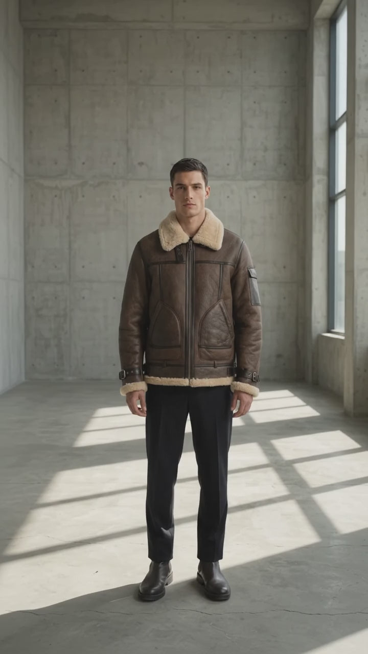 Titan Defender Bomber leather fur Jacket